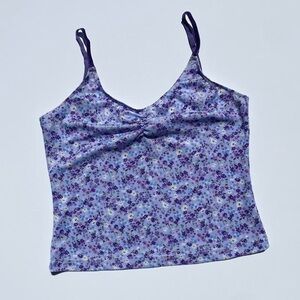 Vintage LA Movers Cottagecore Boho purple floral strap cami top Women's Large